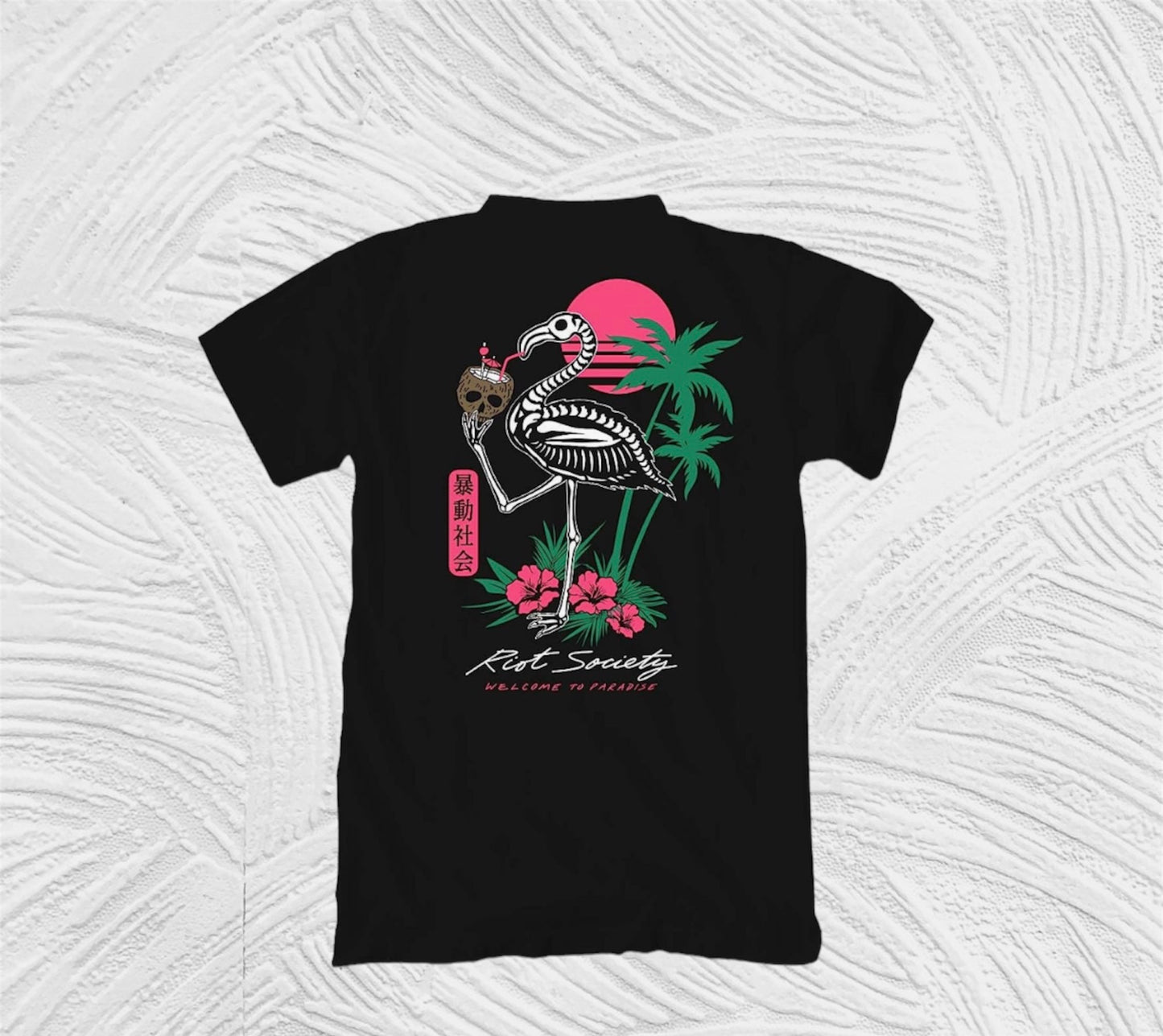 🦩Camisa flamengo de calavera manga corta estampada-Riot society